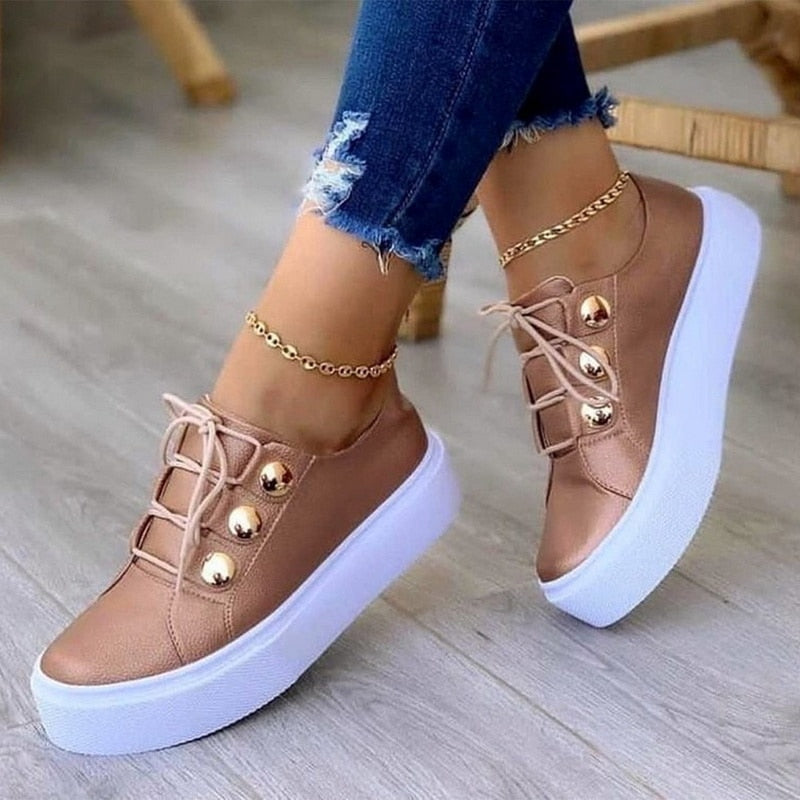 Light breathable casual female flat shoes in rose gold, white, gold, and black, showcasing their stylish design and comfortable fit.