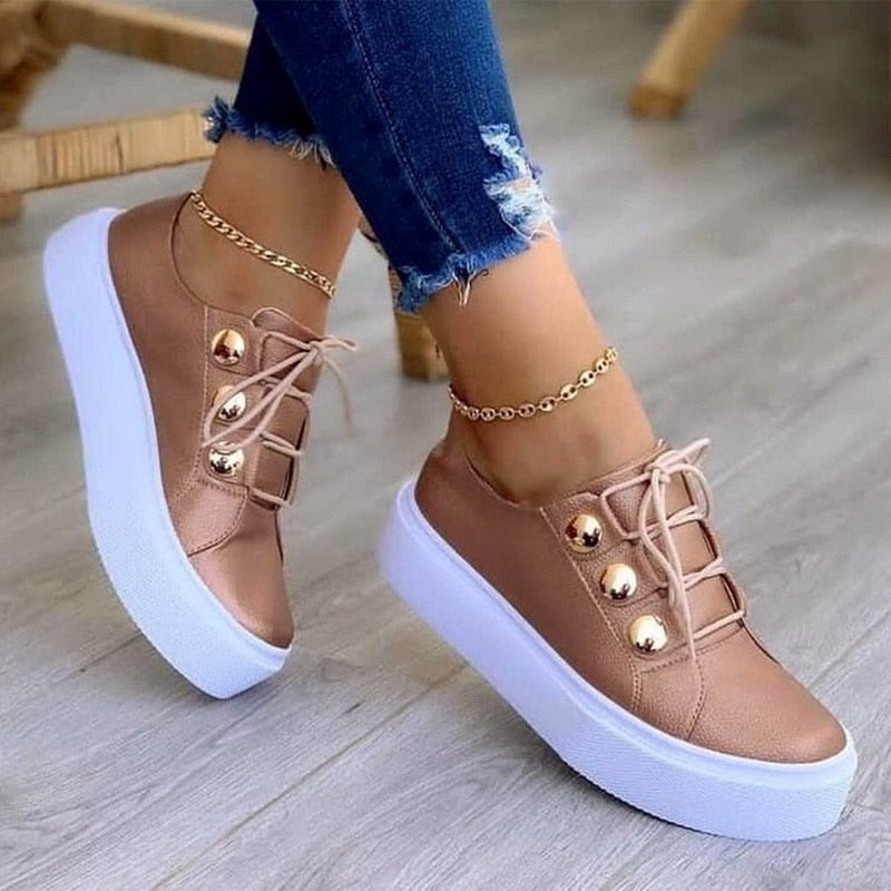 Light breathable casual female flat shoes in rose gold, white, gold, and black, showcasing their stylish design and comfortable fit.