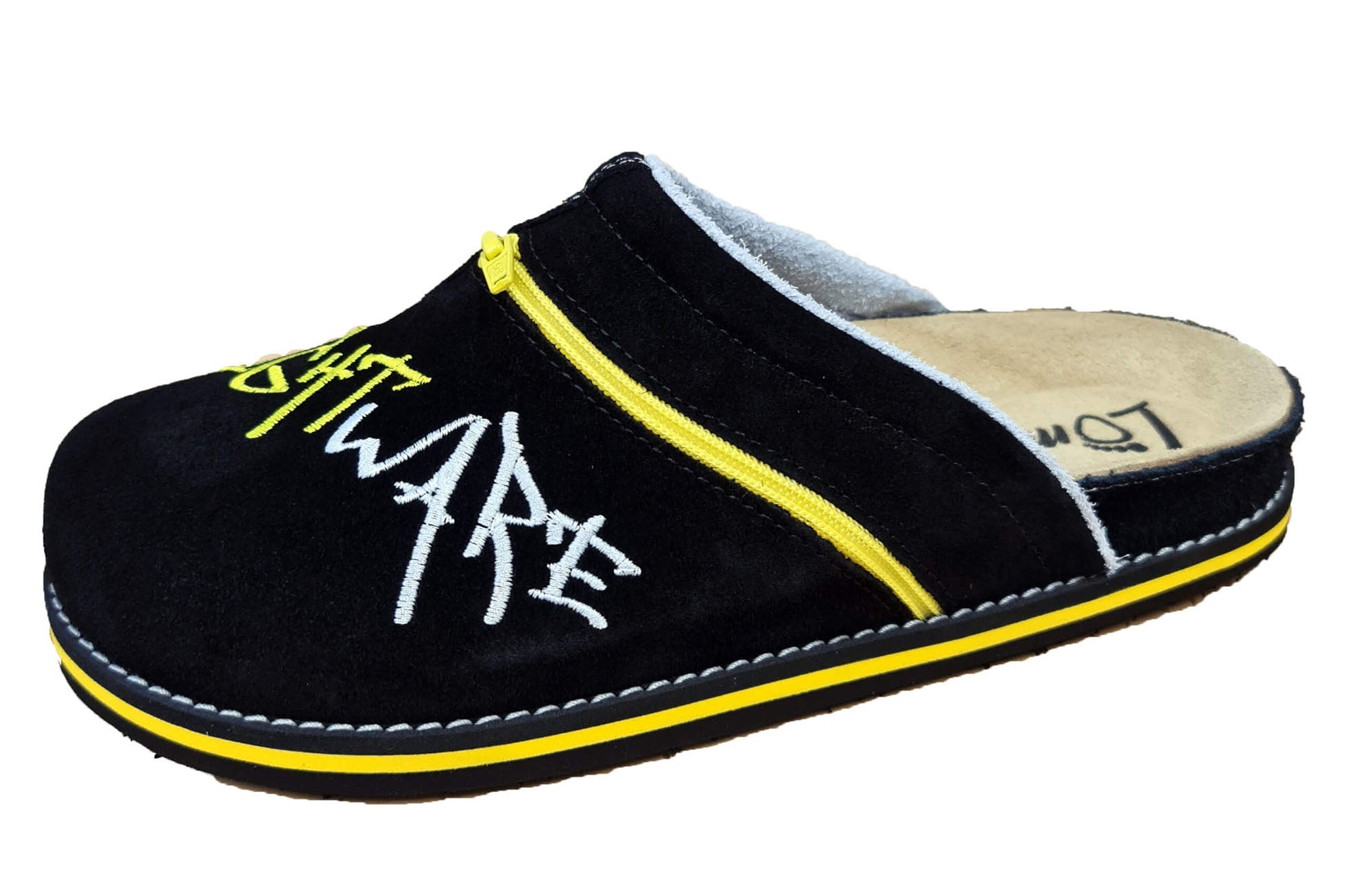 Lightware 3052 slippers in black and yellow, designed for comfort and relaxation after sports activities.