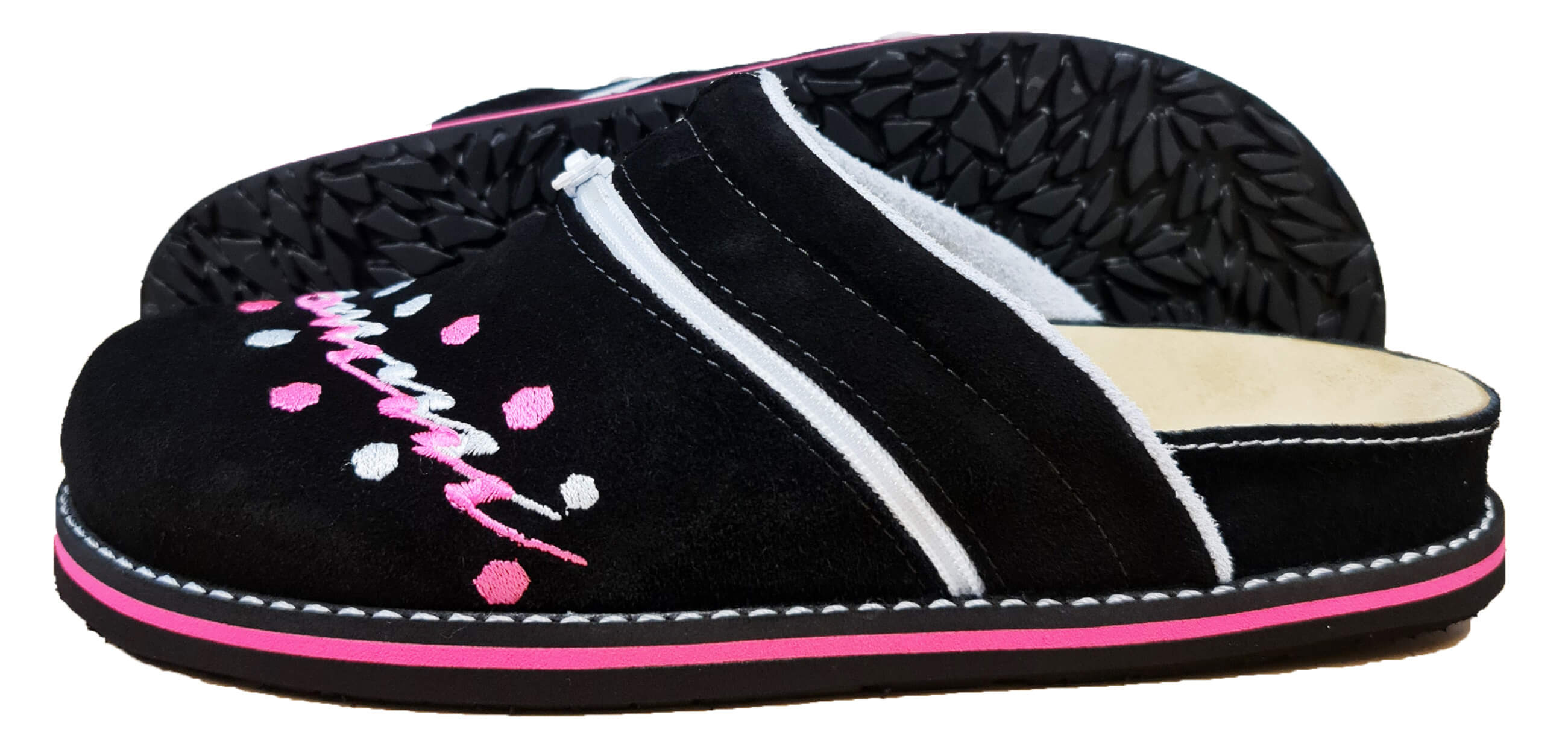 Lightware 3053 slippers in Schwarz/Rosa, designed for comfort and relaxation after sports activities.