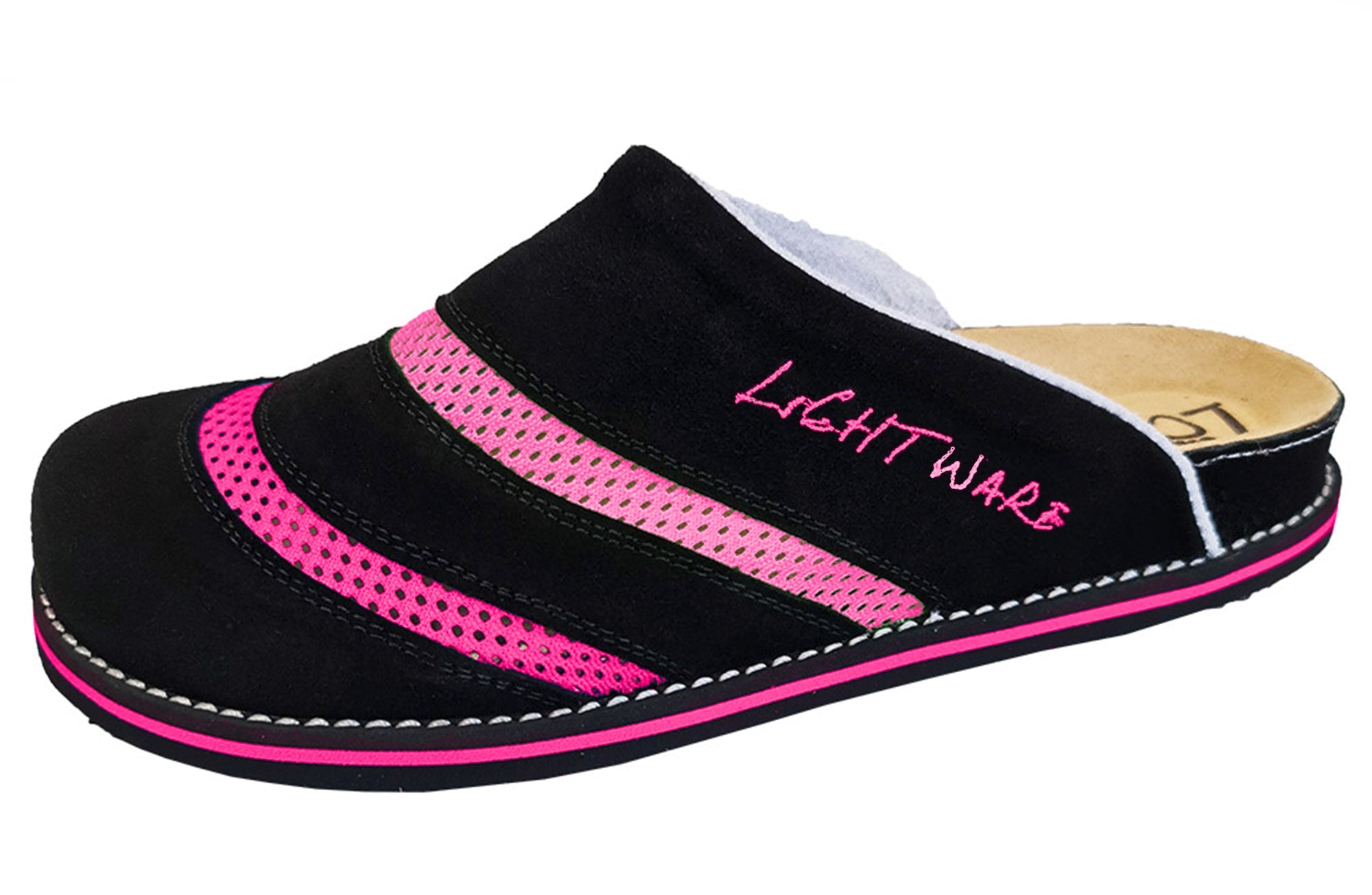 Lightware 3061 slippers in black and pink, designed for comfort and relaxation after sports activities.