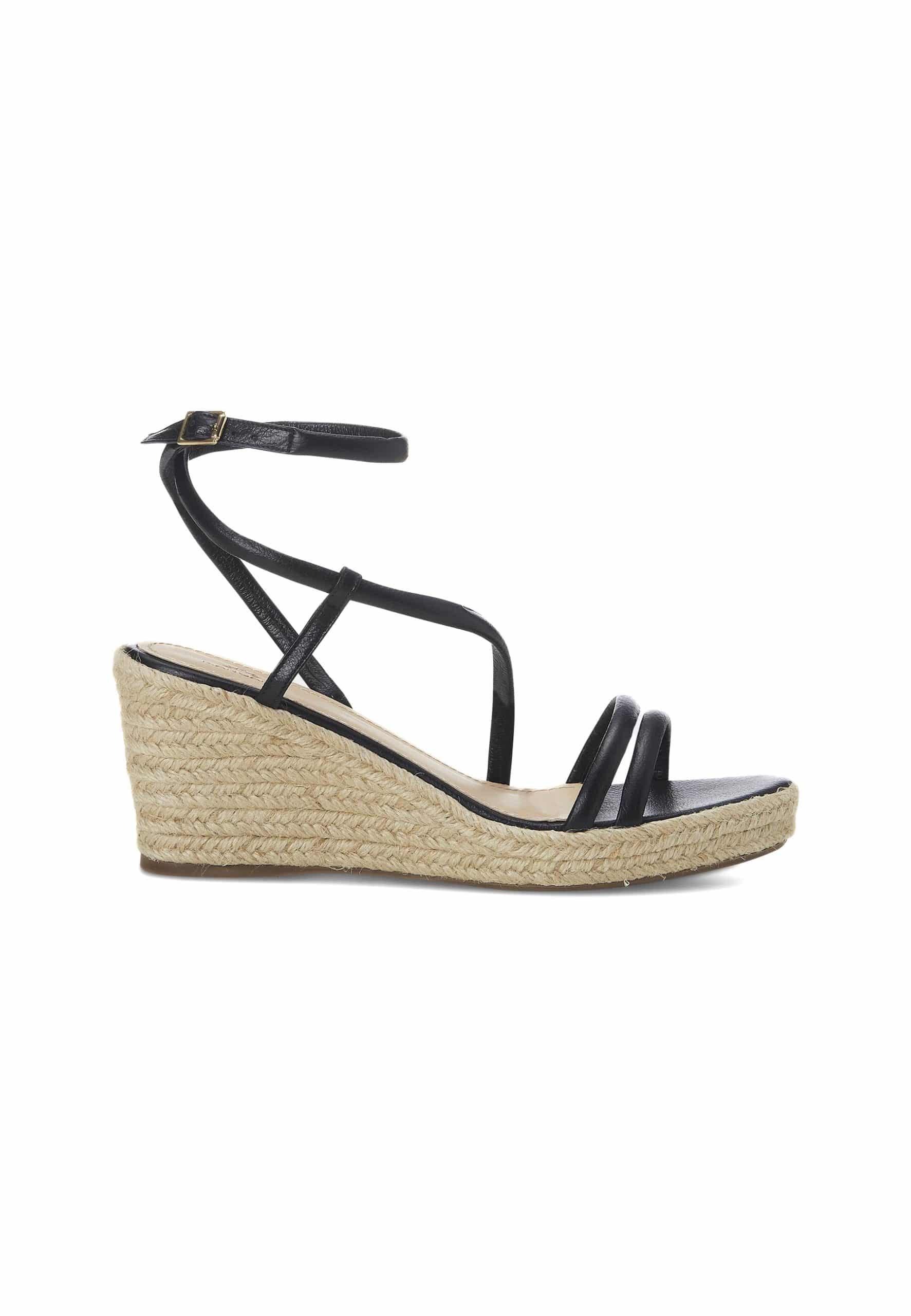 Stylish Mangará Romã Espadrilles Wedges featuring a jute sole and adjustable ankle strap, perfect for any occasion.