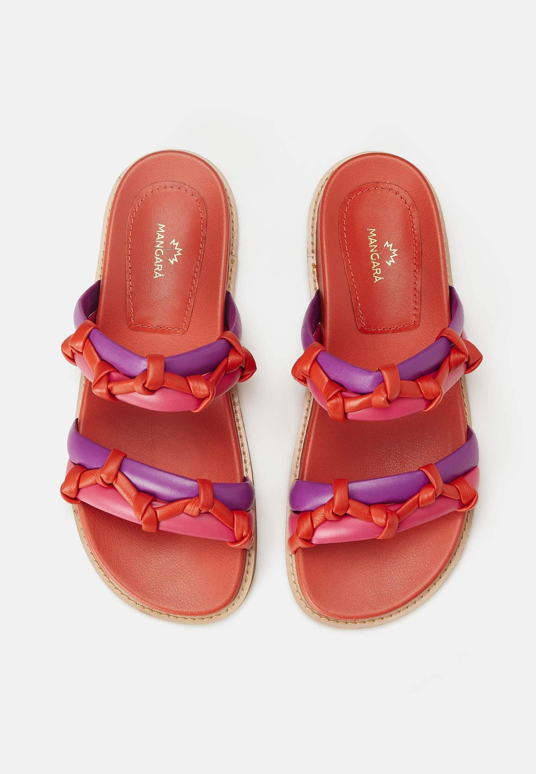 Stylish Mangará Women's Slippers Lichia Leather with double strap and knotted design, perfect for summer wear.