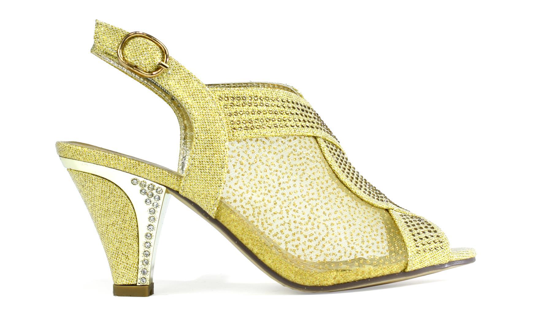 Maxine Net Heel Gold featuring elegant net design and stylish gold color, perfect for formal occasions.