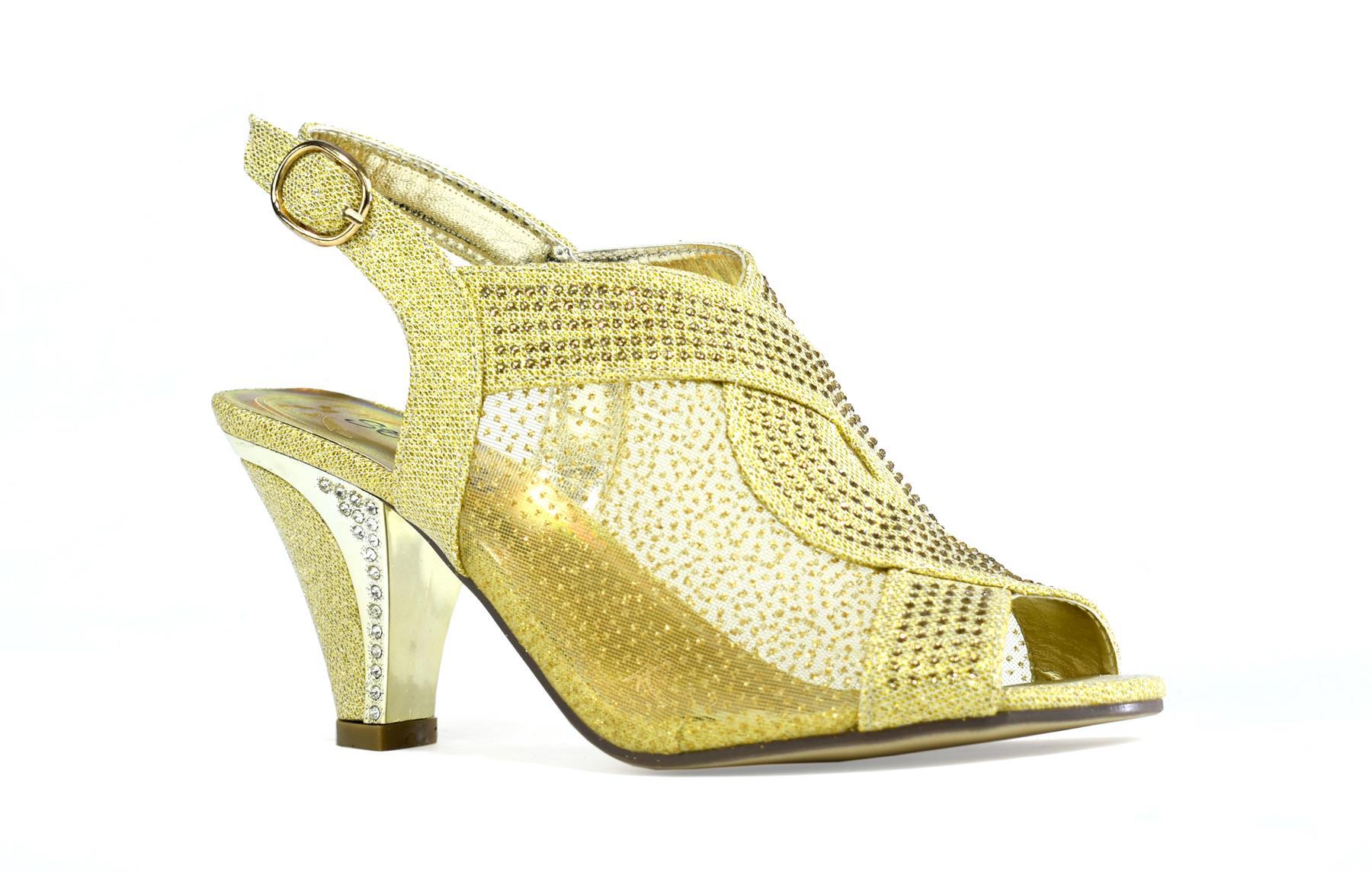 Maxine Net Heel Gold featuring elegant net design and stylish gold color, perfect for formal occasions.