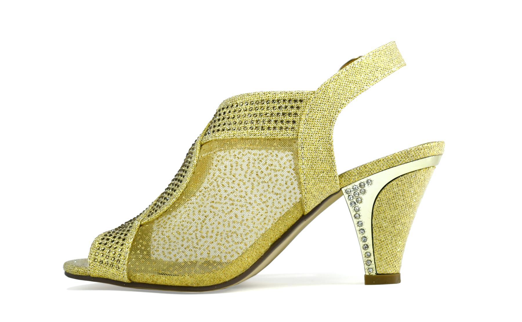 Maxine Net Heel Gold featuring elegant net design and stylish gold color, perfect for formal occasions.