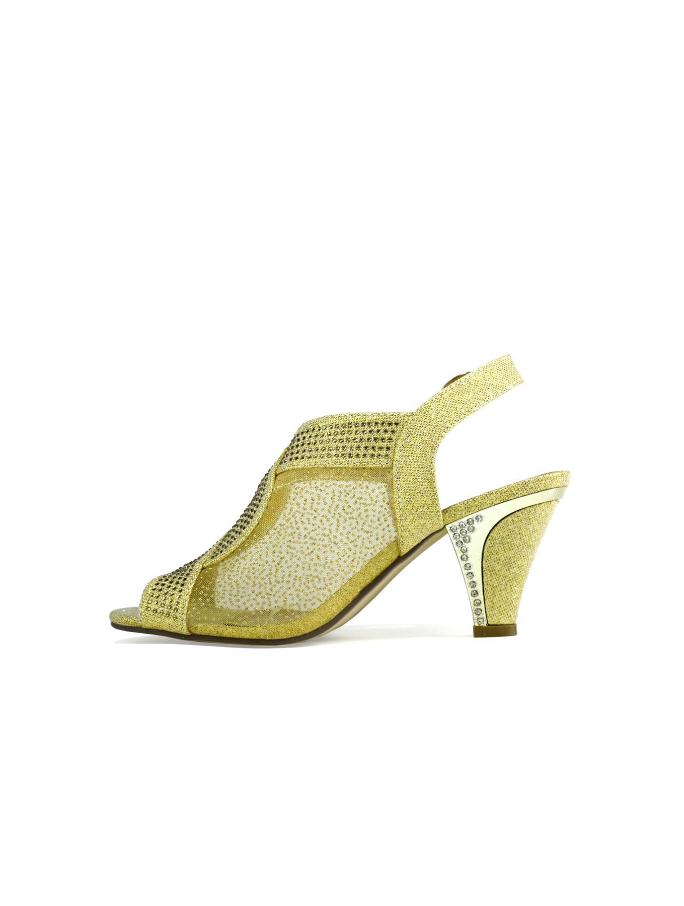 Maxine Net Heel Gold featuring elegant net design and stylish gold color, perfect for formal occasions.