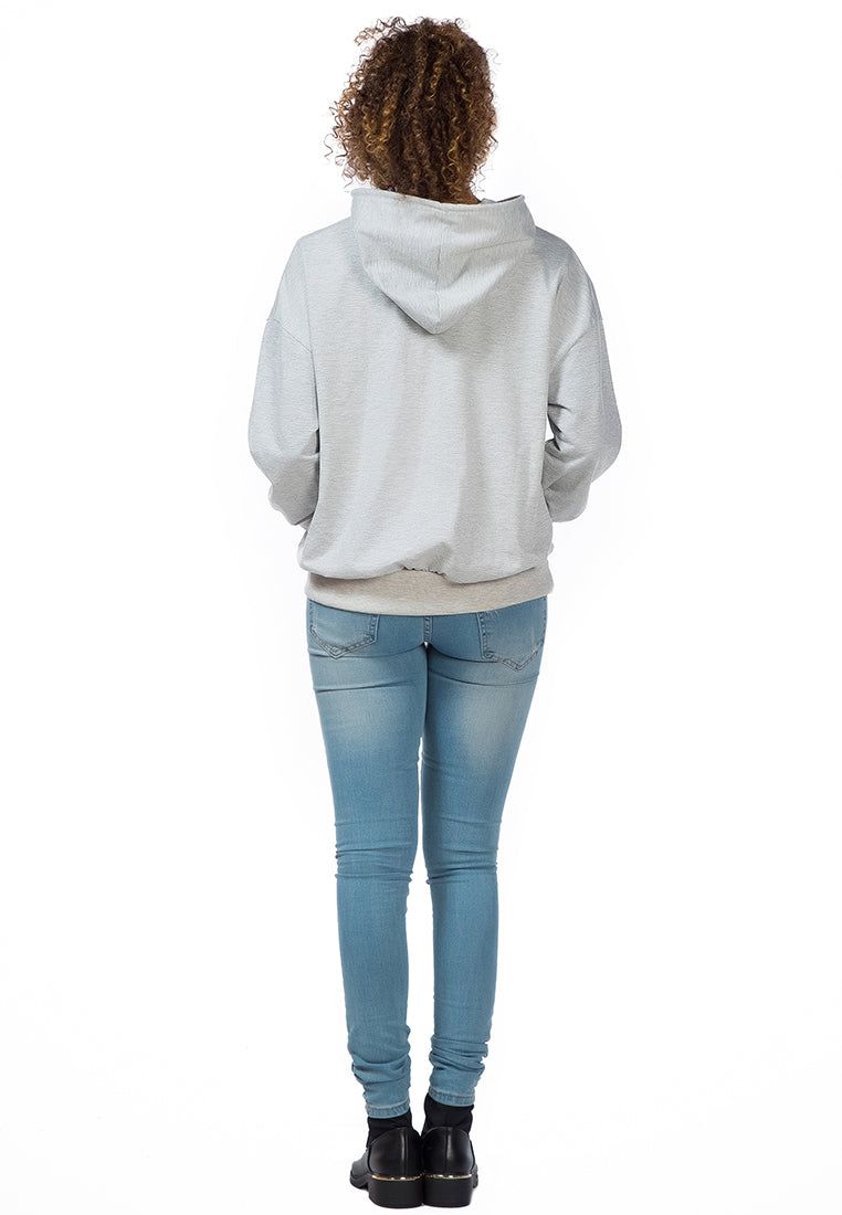 Melange Pullover Drawstring Hoodie featuring a front kangaroo pocket and ribbed hem, perfect for casual wear.