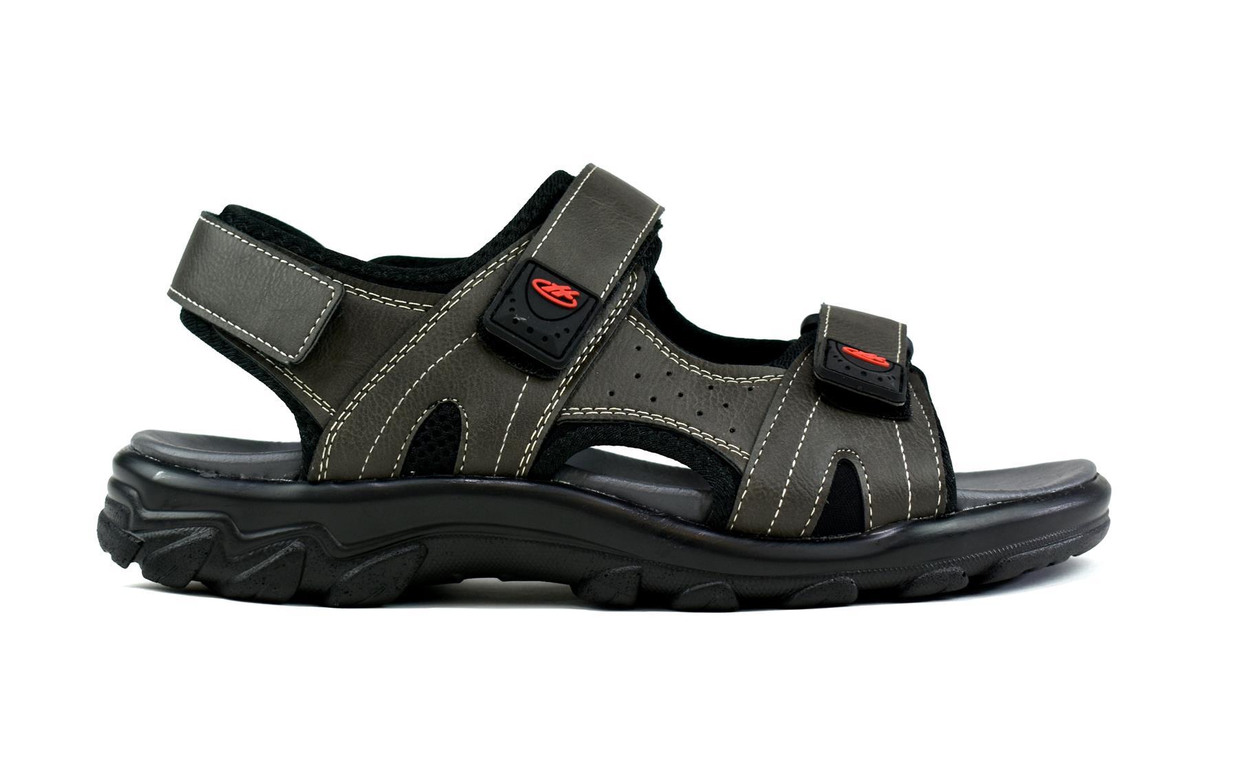 Men's grey strappy summer sandals featuring synthetic upper and sole, perfect for casual summer outings.