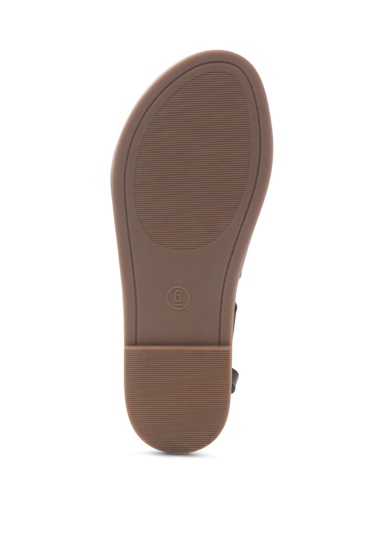 Miya Slingback Flat Sandals in stylish faux leather, perfect for casual outings and beach days.