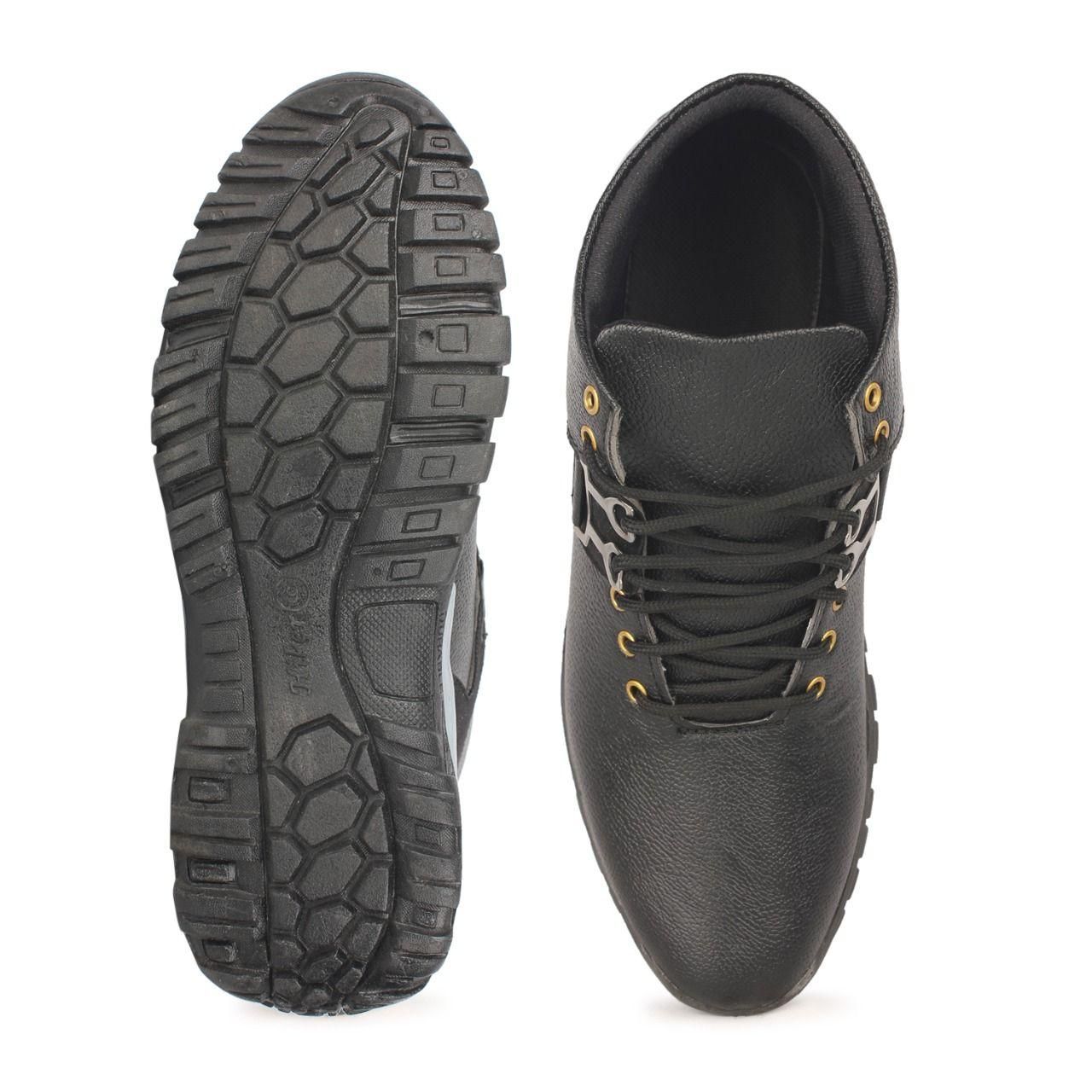 Monex New Latest Black Shoes for Men featuring a sleek design, TPR outer material, and EVA sole, perfect for casual occasions.