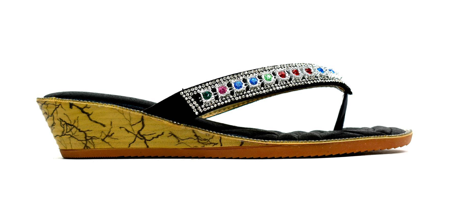 Multigem Toe Post Black sandals featuring a stylish toe post design and durable sole, perfect for casual wear.