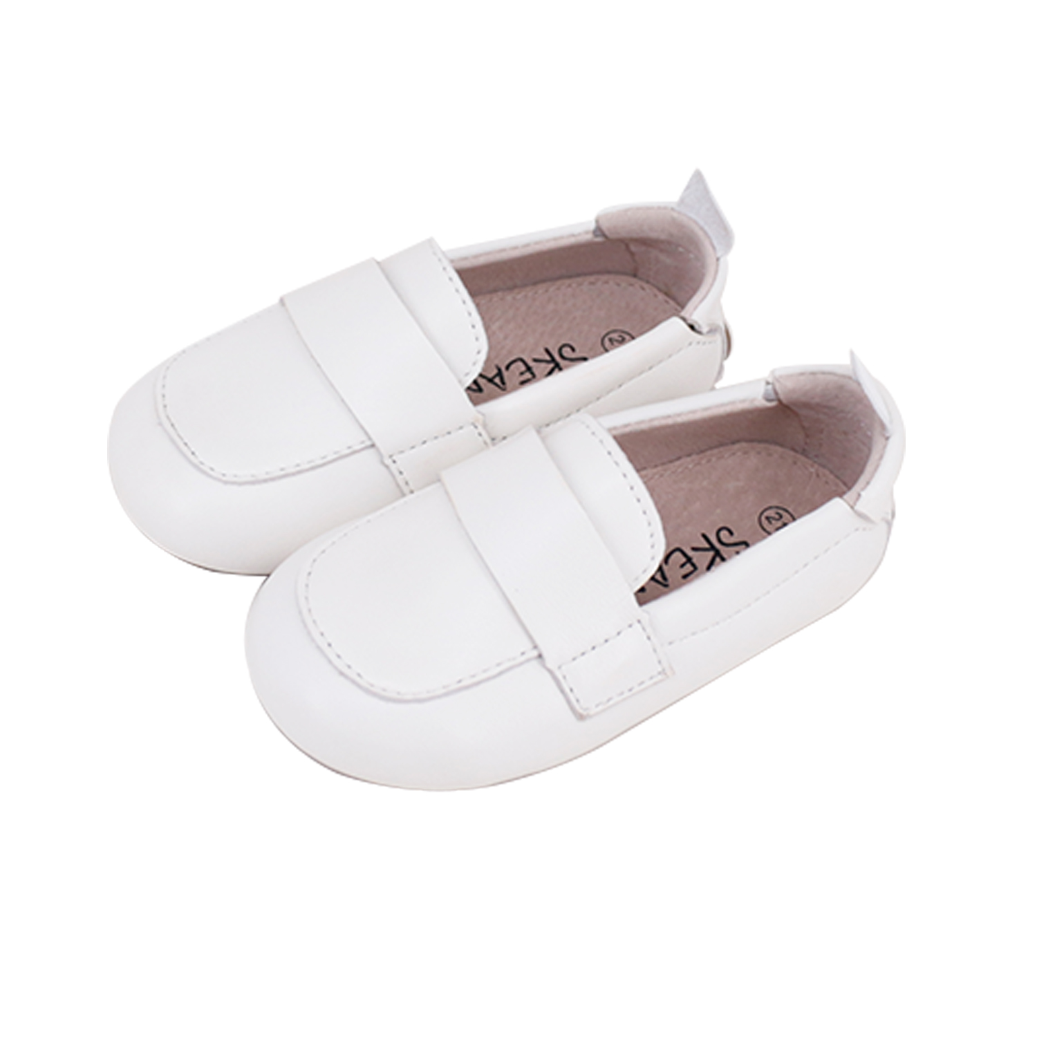 Oliver First/Pre Walker Baby & Toddler Loafers in White, crafted from leather with an elasticated collar for a secure fit.