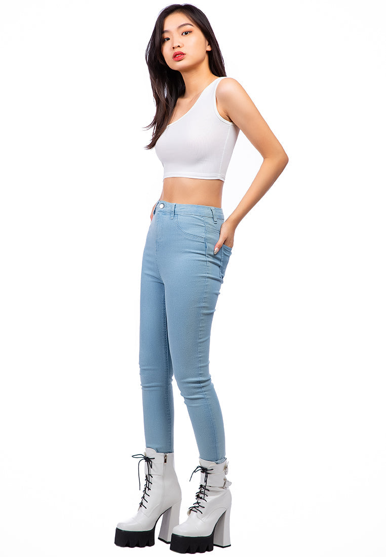 One Shoulder Knitted Crop Top in various colors, showcasing its trendy design and breathable cotton fabric.