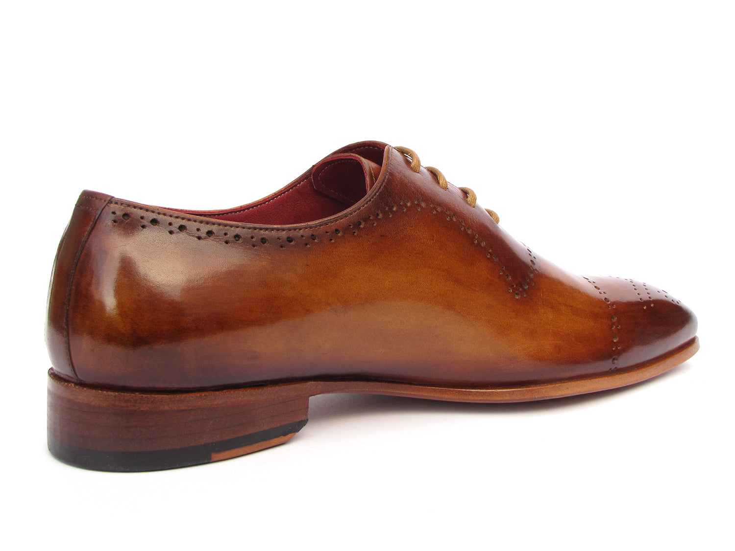 Paul Parkman Light Brown Classic Brogues featuring hand-painted calfskin upper and perforated brogue detailing.