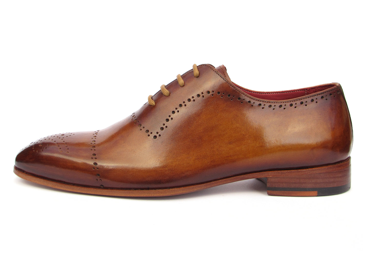 Paul Parkman Light Brown Classic Brogues featuring hand-painted calfskin upper and perforated brogue detailing.