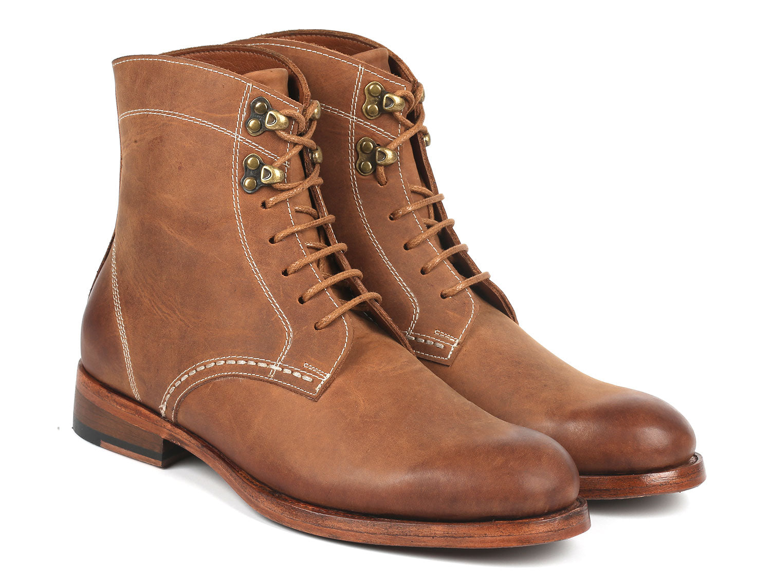 Paul Parkman Men's Brown Nubuck Boots showcasing luxurious leather upper and antique burnished sole.