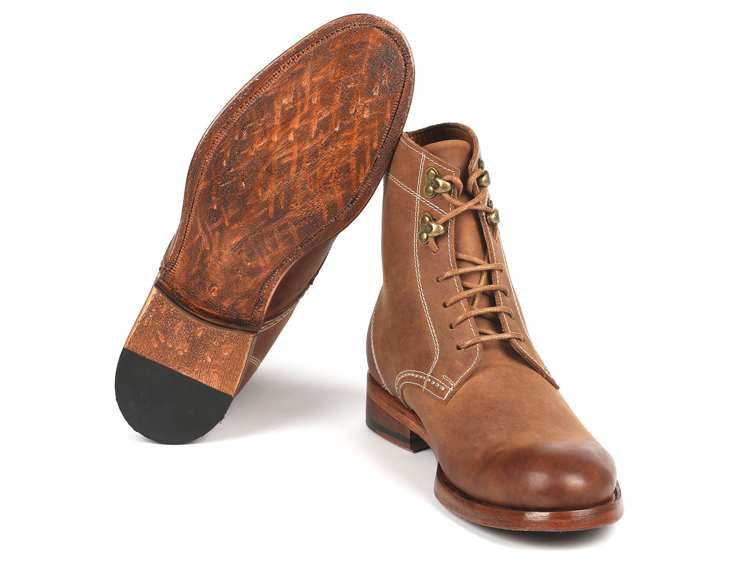 Paul Parkman Men's Brown Nubuck Boots showcasing luxurious leather upper and antique burnished sole.