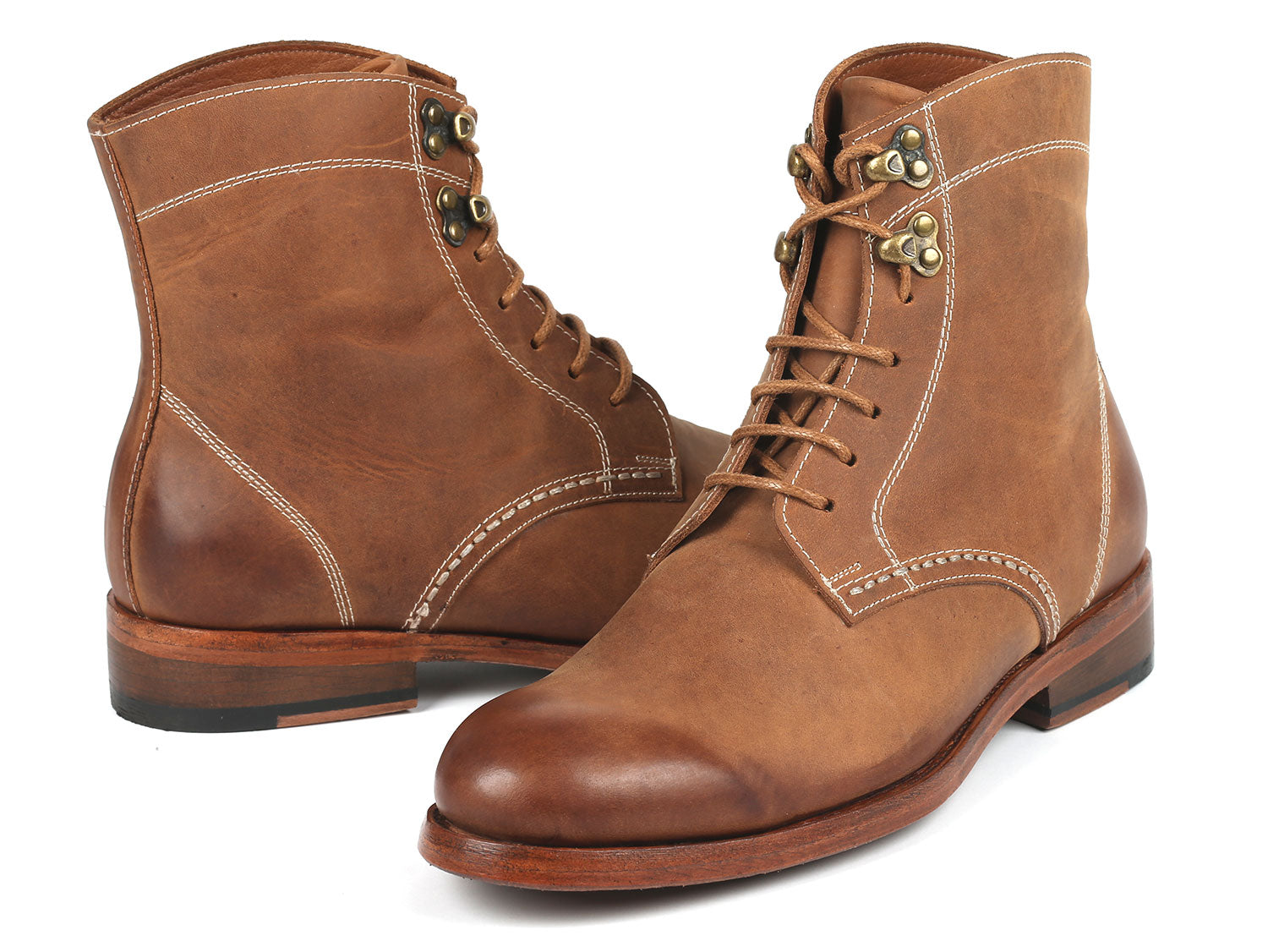 Paul Parkman Men's Brown Nubuck Boots showcasing luxurious leather upper and antique burnished sole.