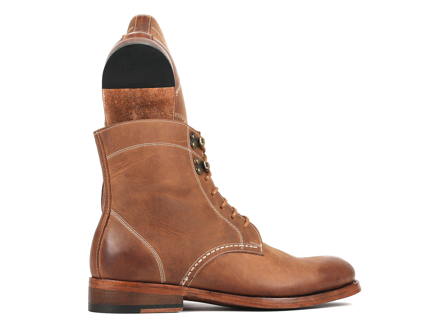 Paul Parkman Men's Brown Nubuck Boots showcasing luxurious leather upper and antique burnished sole.