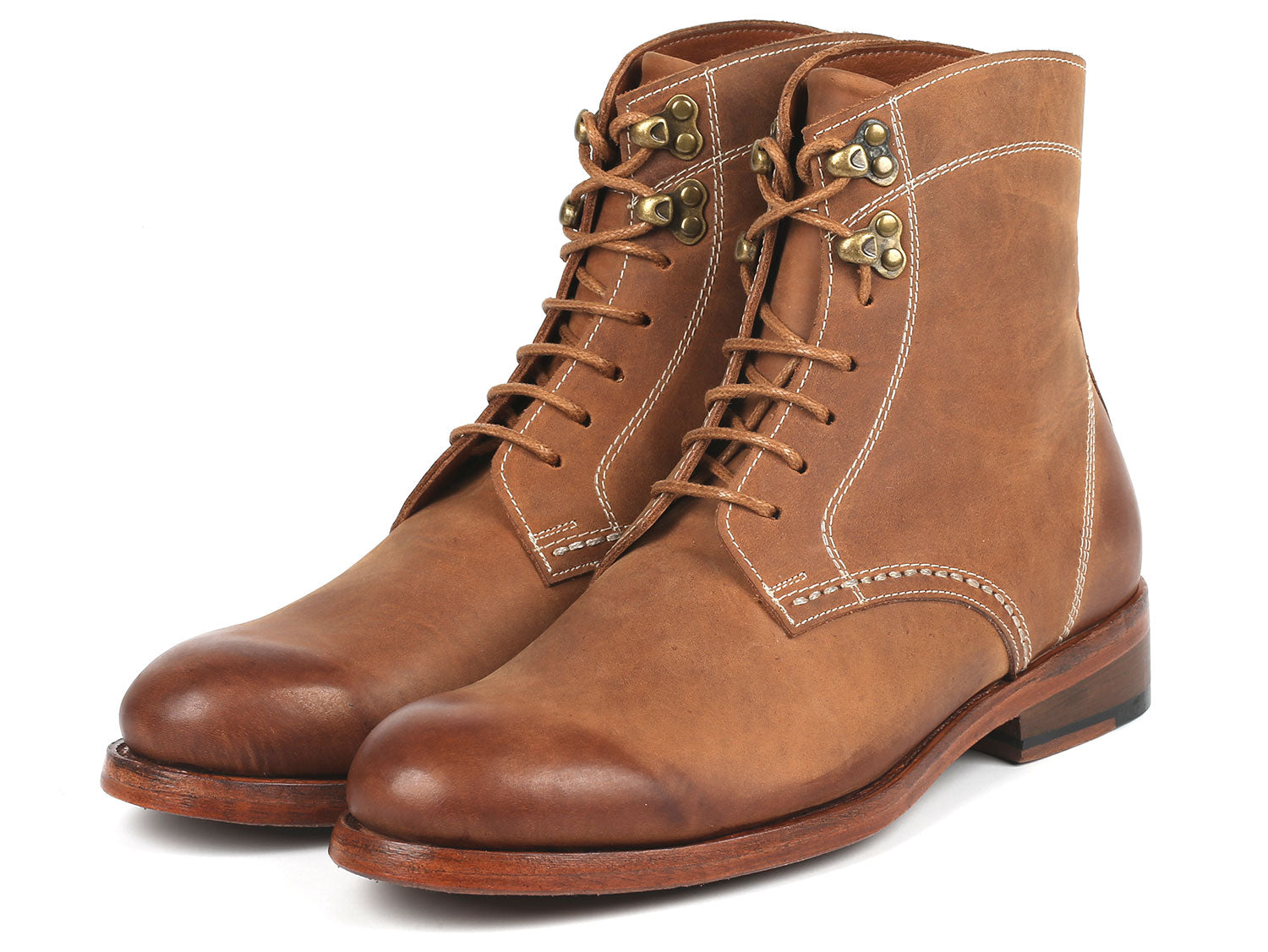 Paul Parkman Men's Brown Nubuck Boots showcasing luxurious leather upper and antique burnished sole.