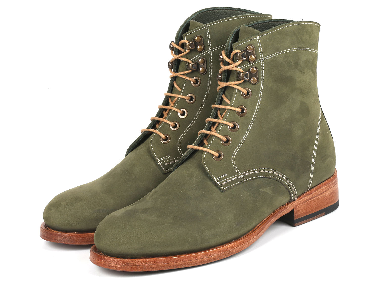 Paul Parkman Men's Boots in Green Nubuck featuring a luxurious leather upper and antique burnished sole.