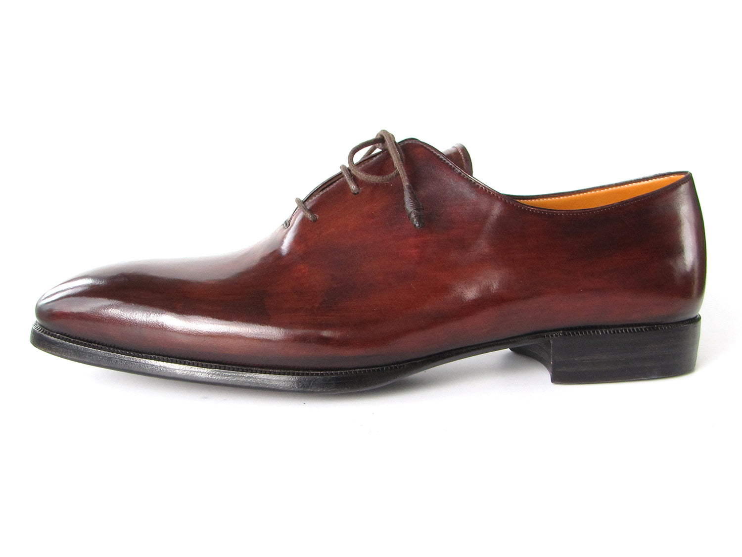 Paul Parkman Men's Oxford Dress Shoes in Brown and Bordeaux, showcasing hand-painted leather upper and elegant design.