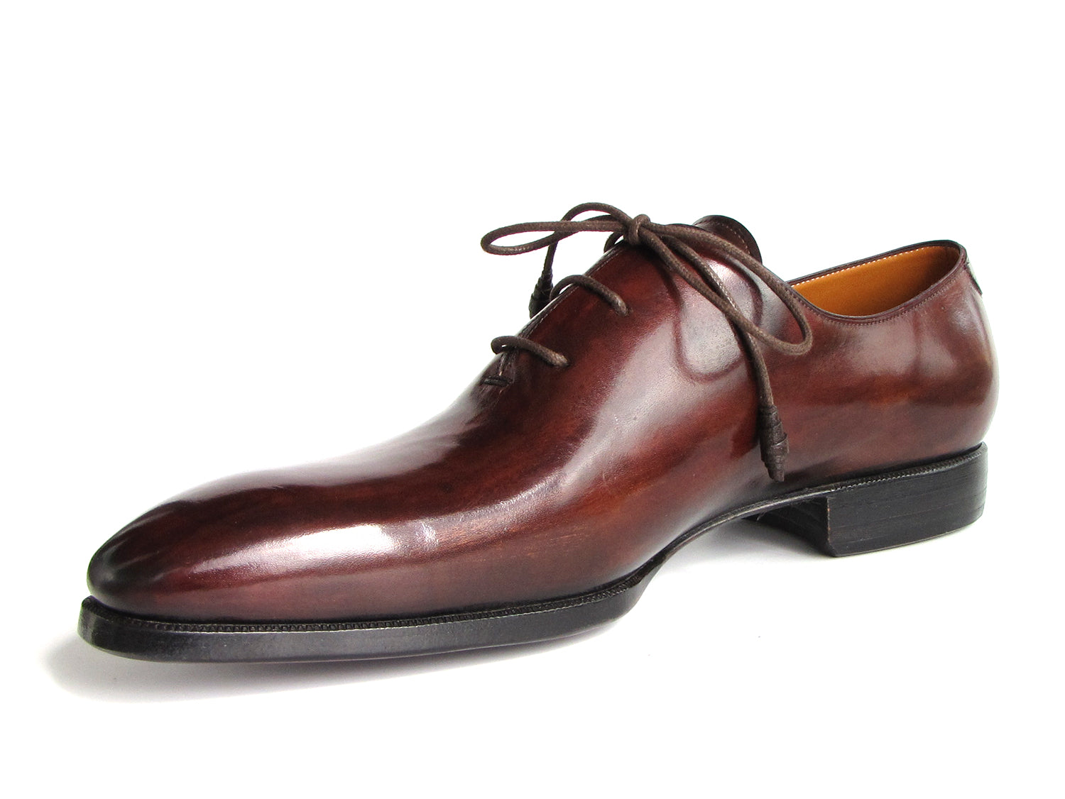 Paul Parkman Men's Oxford Dress Shoes in Brown and Bordeaux, showcasing hand-painted leather upper and elegant design.