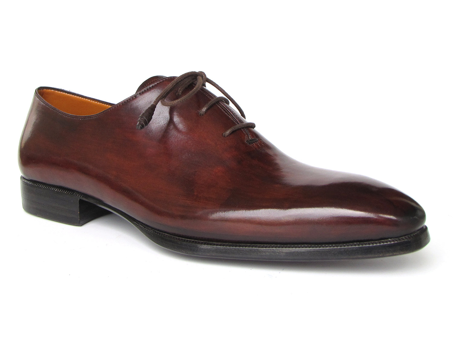 Paul Parkman Men's Oxford Dress Shoes in Brown and Bordeaux, showcasing hand-painted leather upper and elegant design.