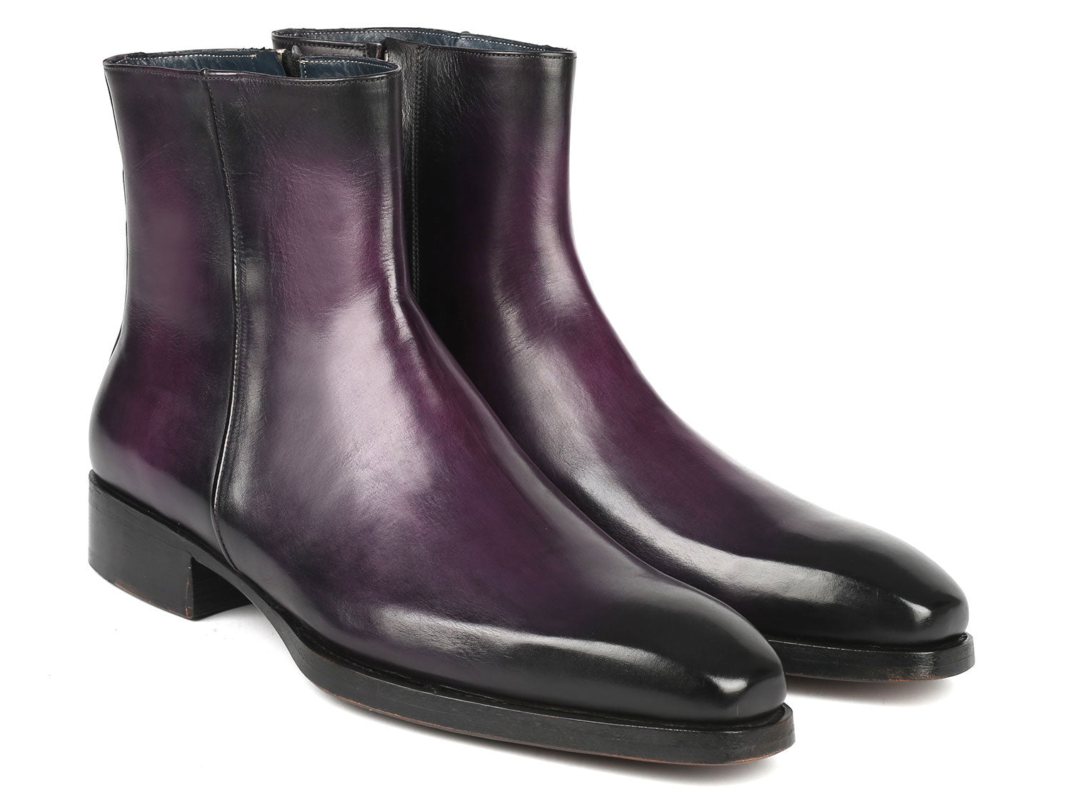 Paul Parkman Purple Burnished Side Zipper Boots showcasing premium leather and stylish design.