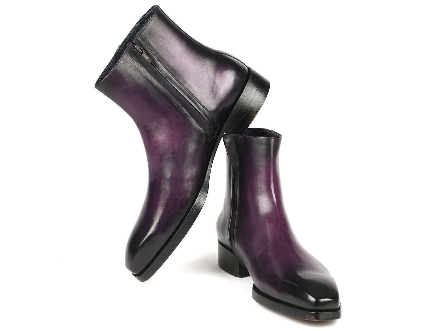 Paul Parkman Purple Burnished Side Zipper Boots showcasing premium leather and stylish design.