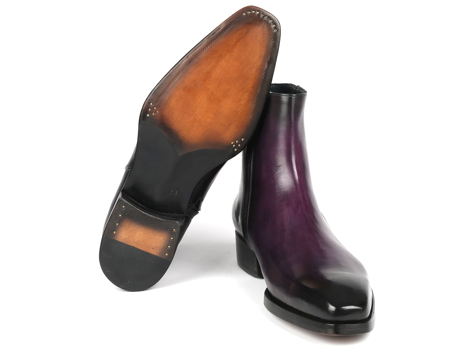 Paul Parkman Purple Burnished Side Zipper Boots showcasing premium leather and stylish design.