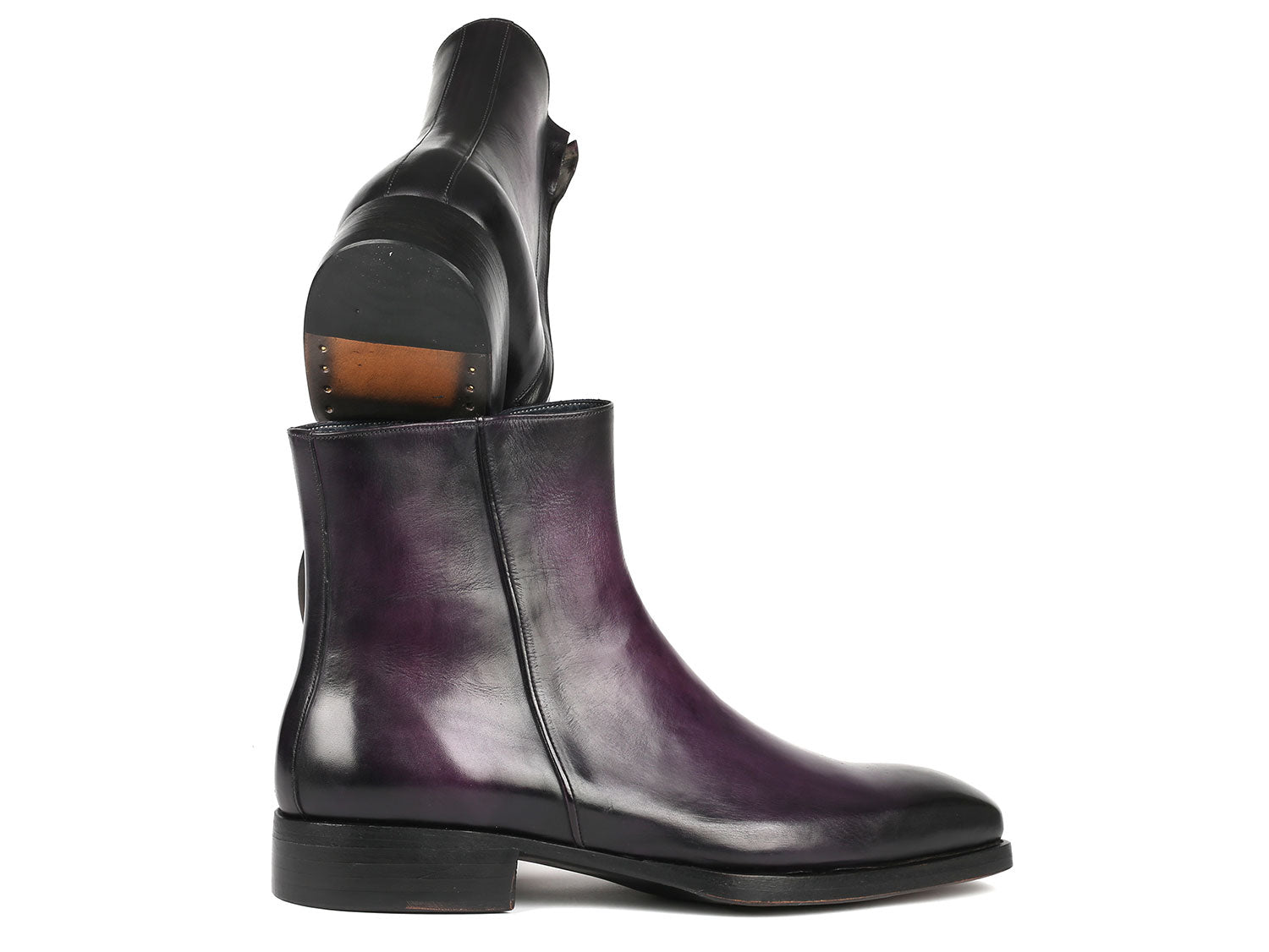 Paul Parkman Purple Burnished Side Zipper Boots showcasing premium leather and stylish design.