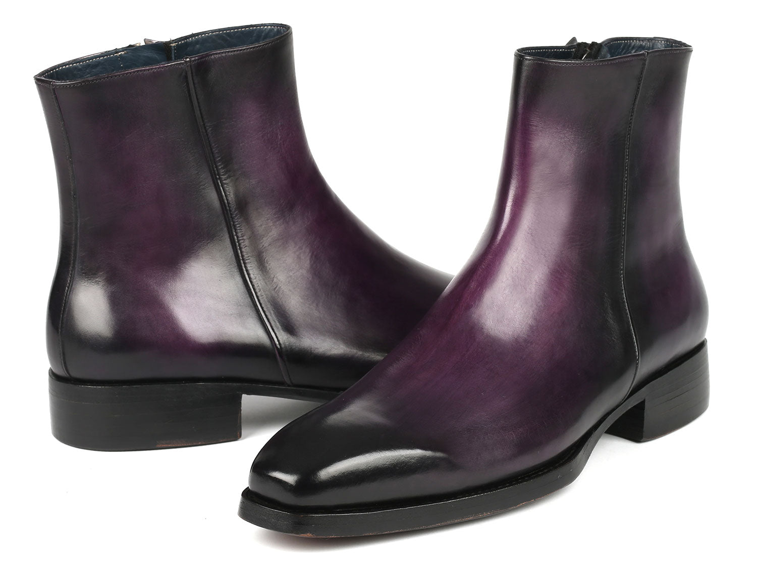 Paul Parkman Purple Burnished Side Zipper Boots showcasing premium leather and stylish design.