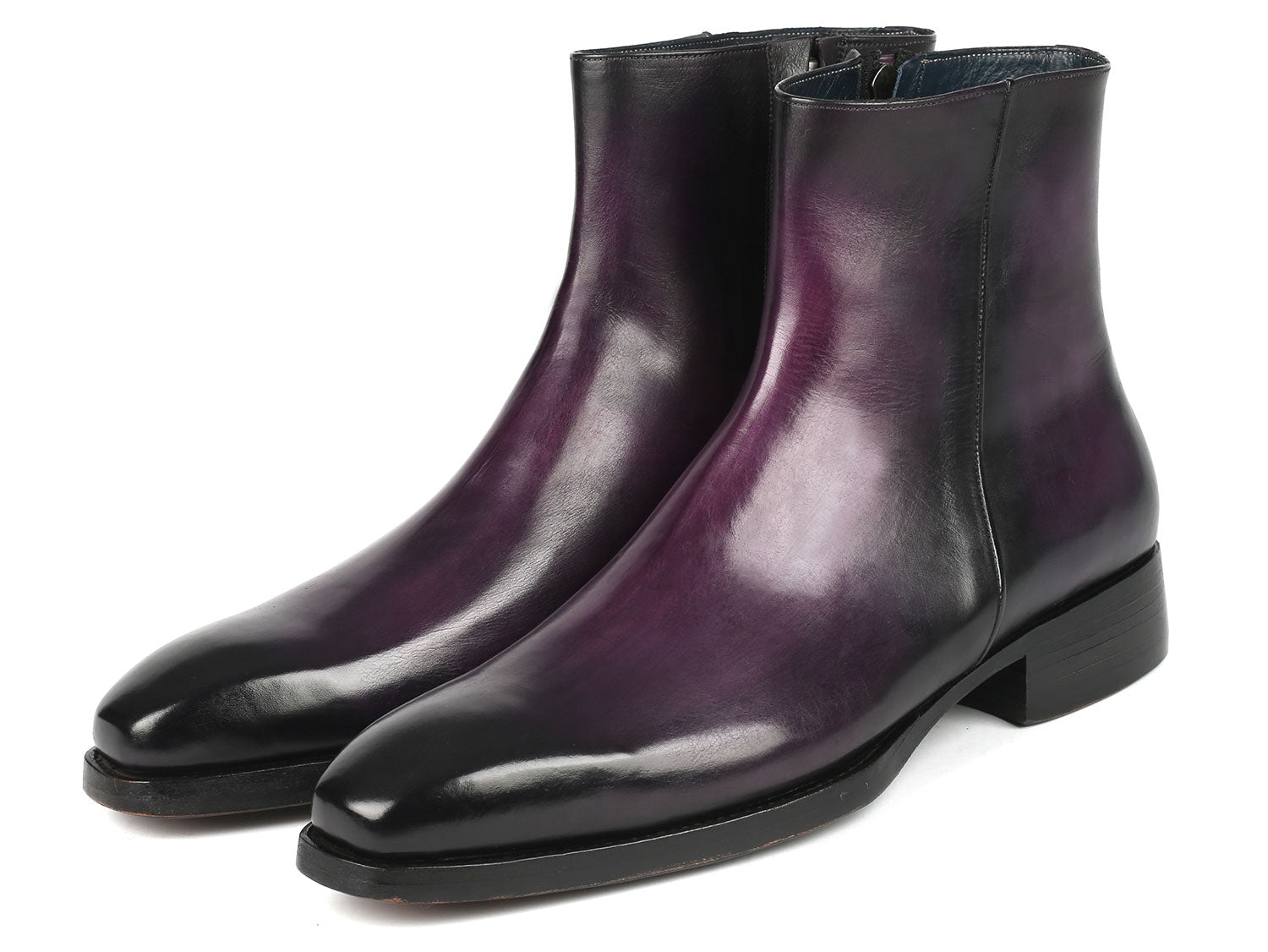 Paul Parkman Purple Burnished Side Zipper Boots showcasing premium leather and stylish design.