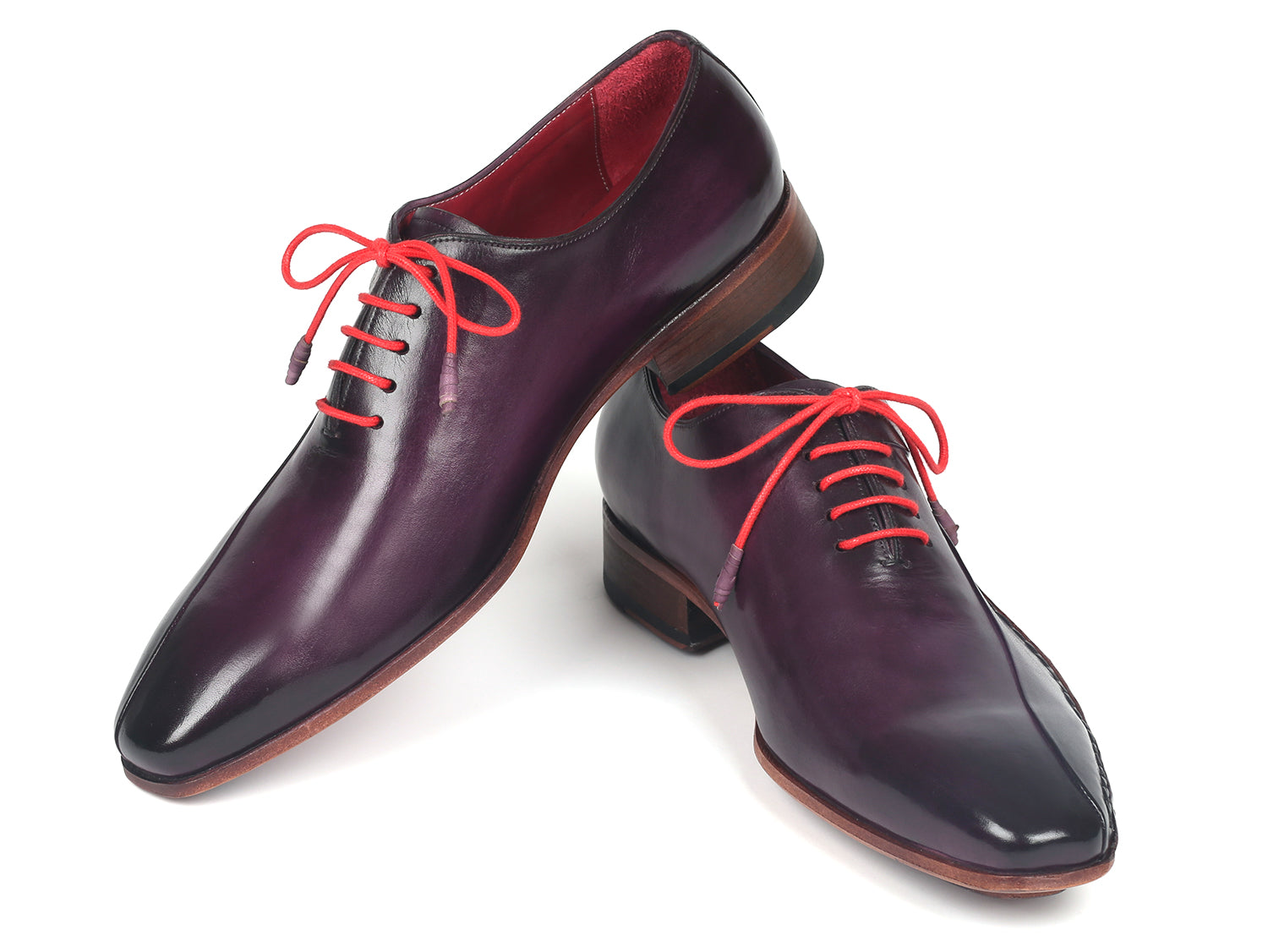 Paul Parkman Purple Leather Oxfords showcasing hand-painted calfskin leather and twisted leather sole, perfect for stylish men.