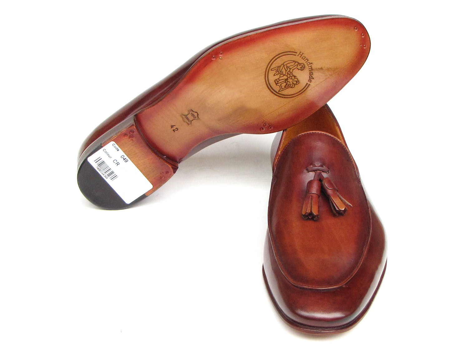 Paul Parkman brown hand-painted tassel loafers showcasing unique craftsmanship and luxurious leather.