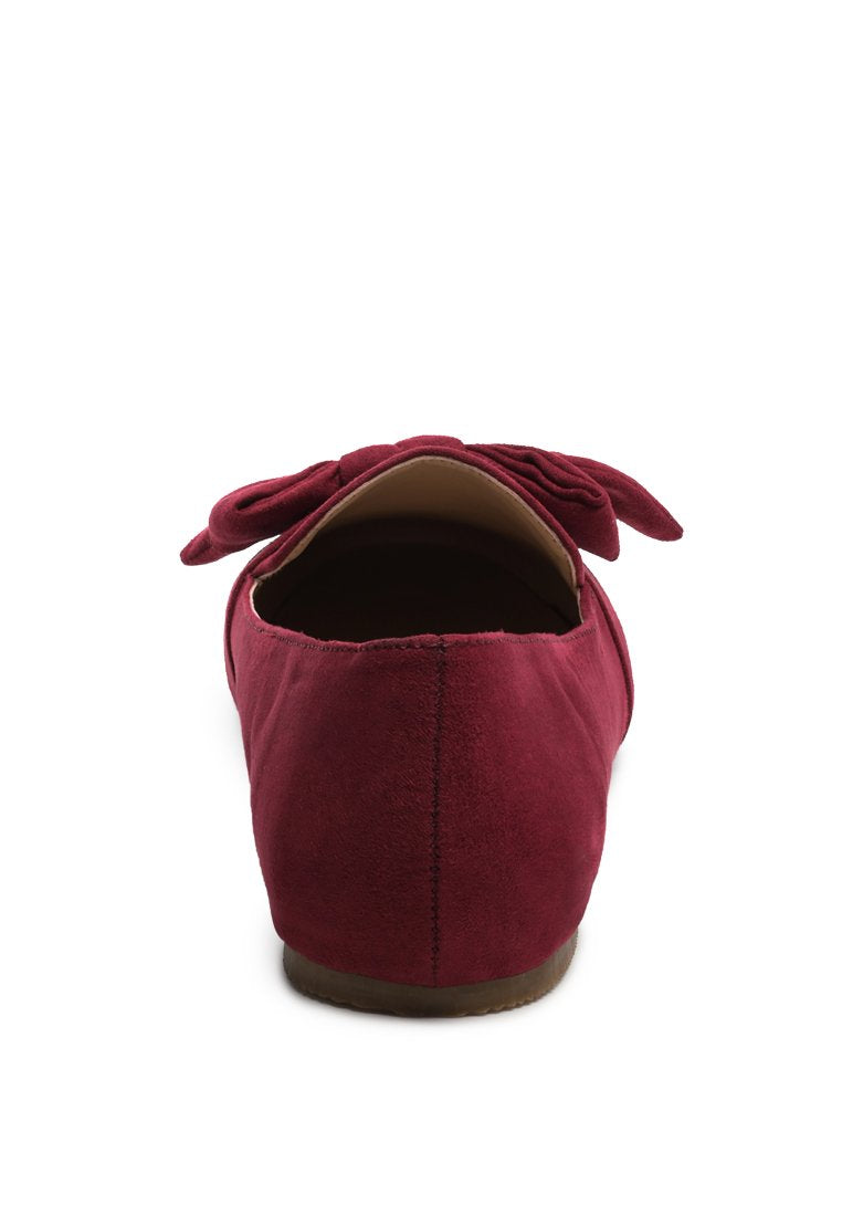 Pecan Pie Loafer featuring a cute bow design, faux suede upper, and TPR outer sole, perfect for casual wear.