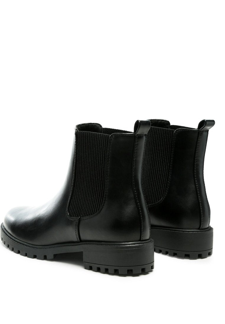 Prolt Chelsea Ankle Boots featuring faux leather upper, round toe, and elasticated gussets for easy wear.