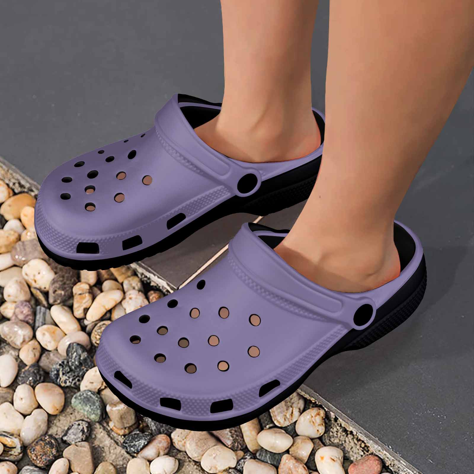 Purple Haze Adult Clogs made from lightweight EVA material, featuring ventilation ports and pivoting heel straps for a secure fit.