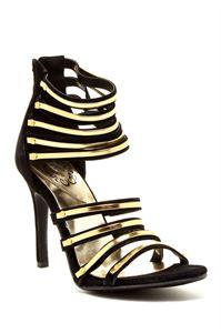 REGINE faux suede heels with gold accents and back zipper, showcasing a stylish design and comfortable 3-inch heel.