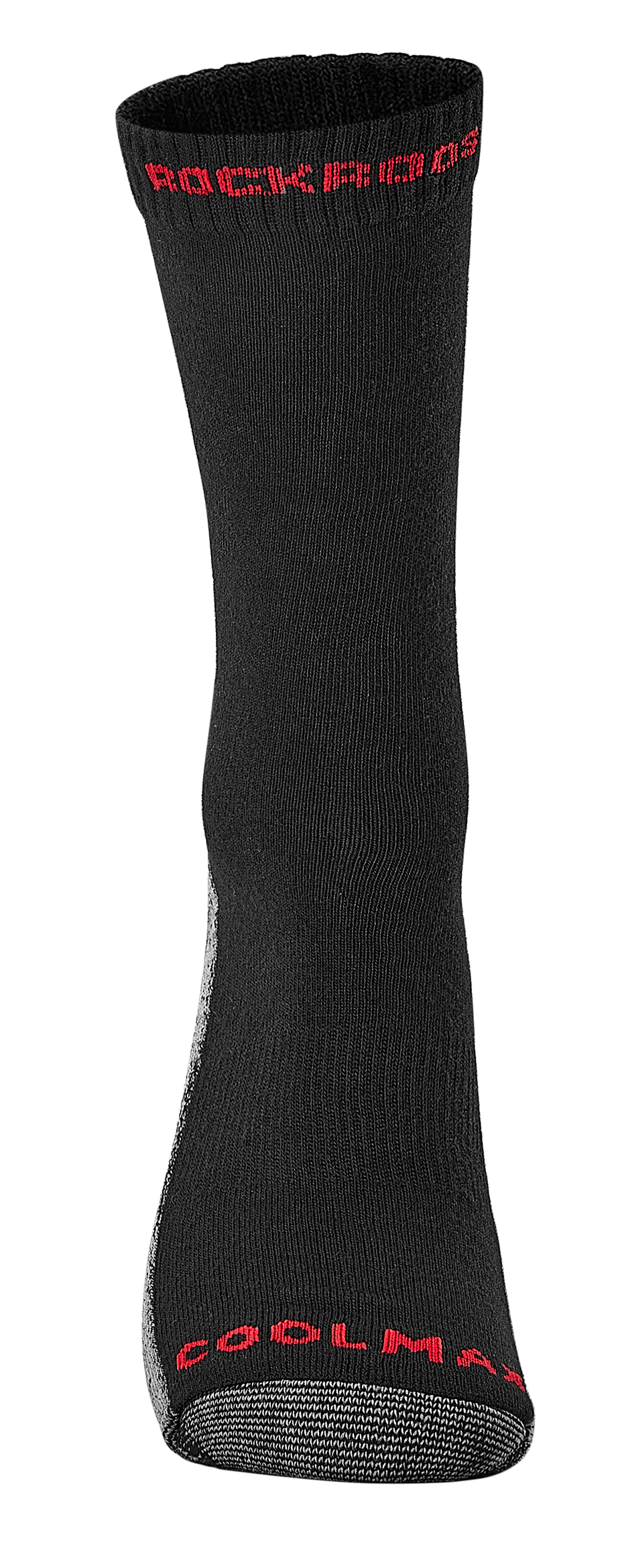 RockRooster CoolMax Men's Moisture Control Durable Work Crew Socks in three colors: white, black, and grey, showcasing their breathable and comfortable design.