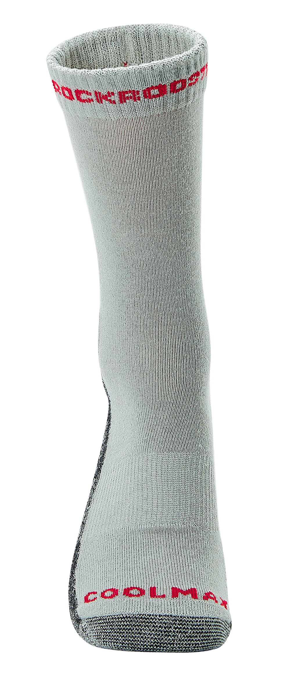 RockRooster CoolMax Men's Moisture Control Durable Work Crew Socks in three colors: white, black, and grey, showcasing their breathable and comfortable design.