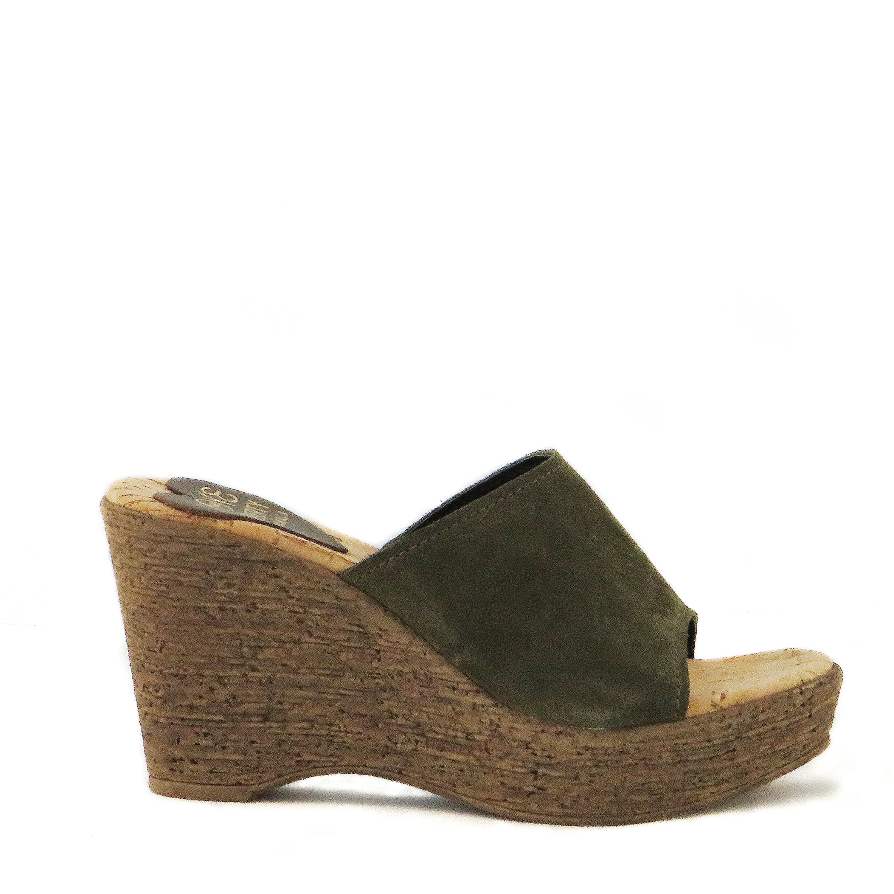 Chic Rodeo Dr. cork wedge shoes with padded sole and genuine suede upper, perfect for stylish comfort.