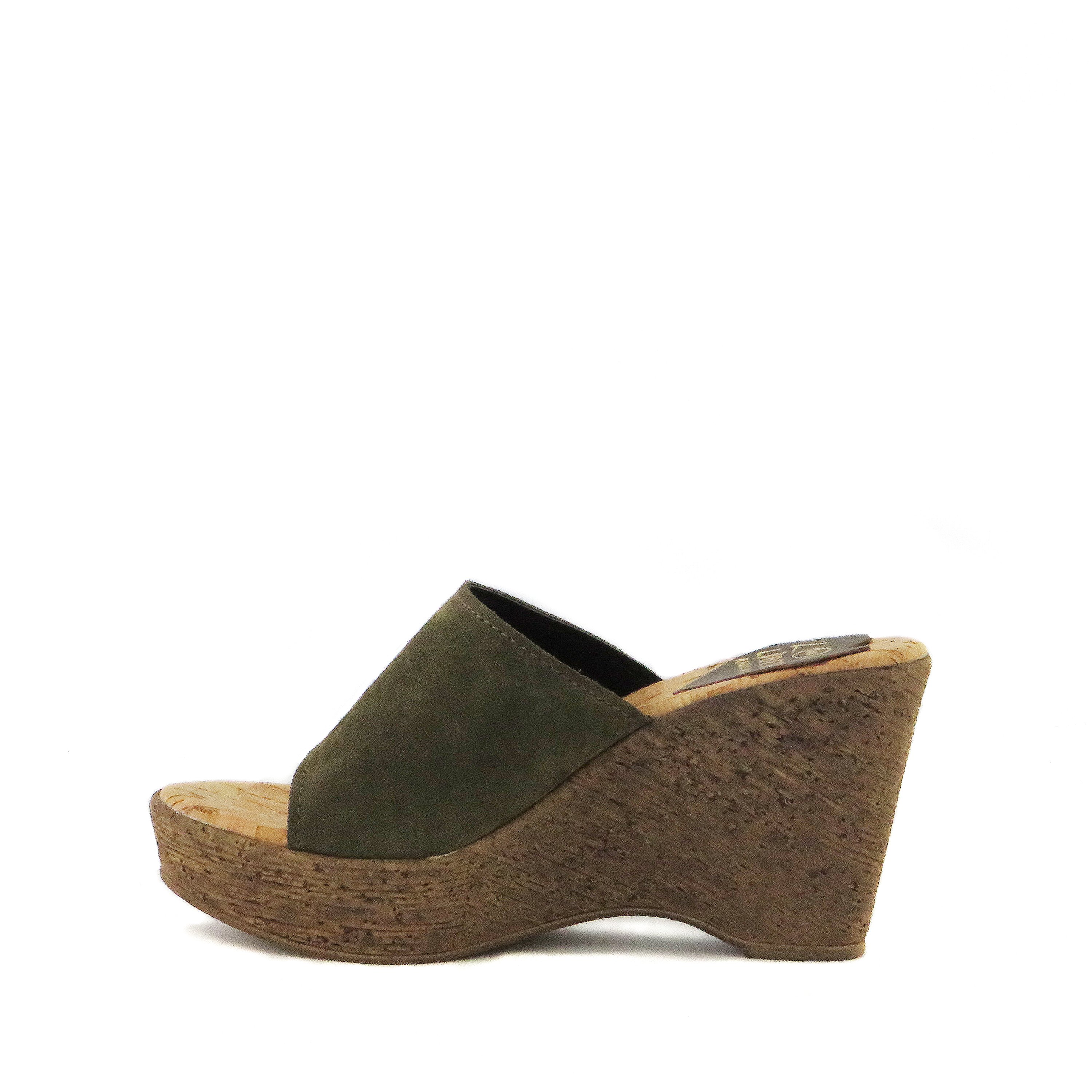 Chic Rodeo Dr. cork wedge shoes with padded sole and genuine suede upper, perfect for stylish comfort.