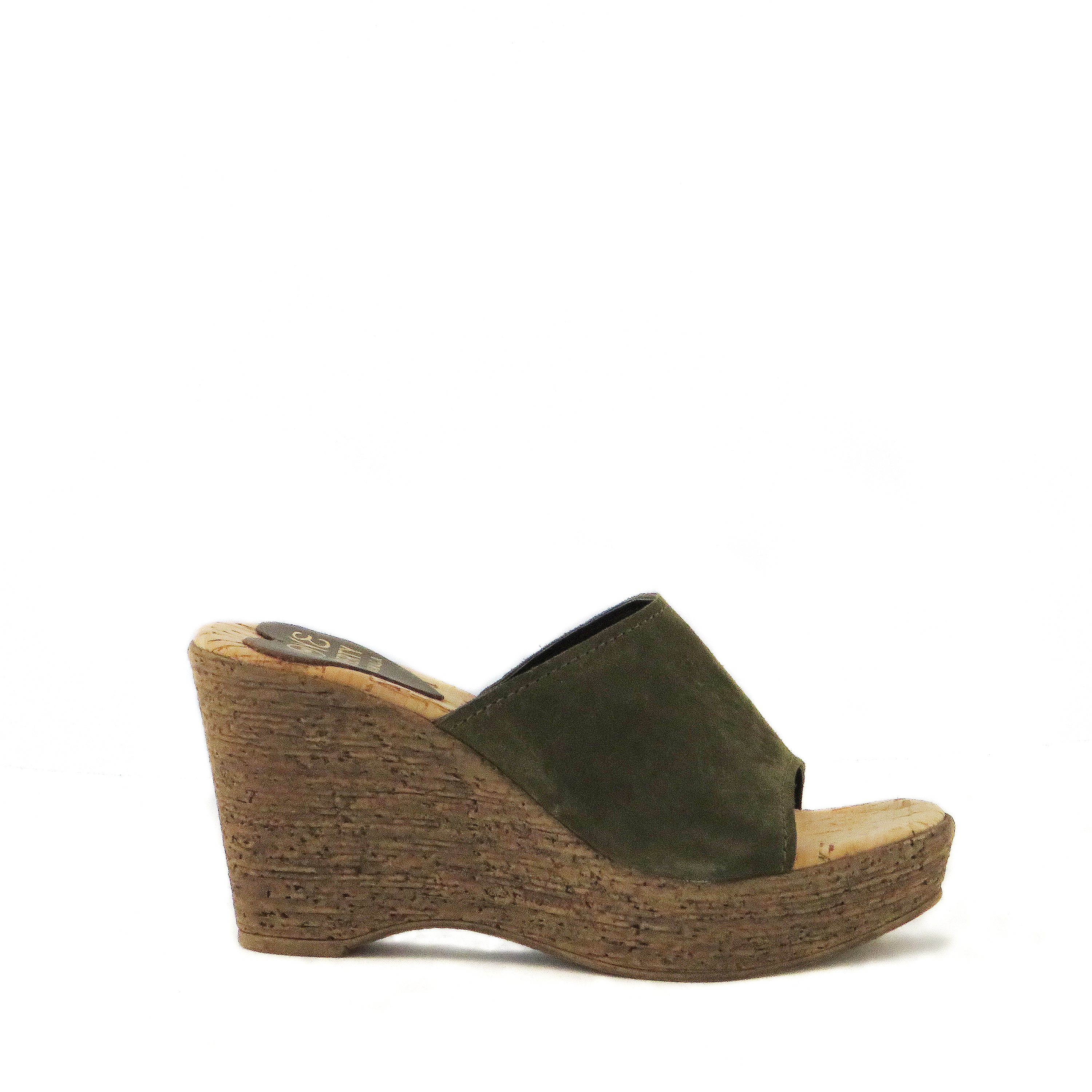 Chic Rodeo Dr. cork wedge shoes with padded sole and genuine suede upper, perfect for stylish comfort.