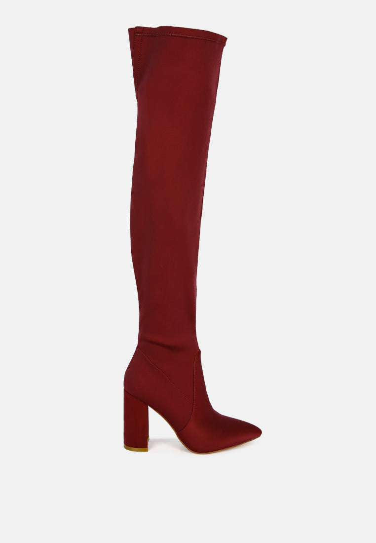 Schiffer High Block Heeled Long Boot featuring a stylish over-the-knee design with a block heel and side zipper.