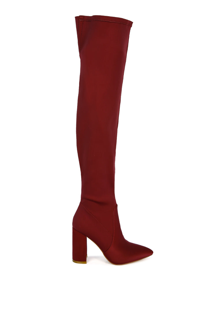 Schiffer High Block Heeled Long Boot featuring a stylish over-the-knee design with a block heel and side zipper.