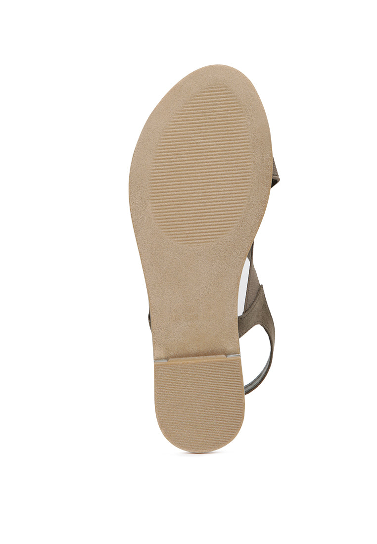 Snuggle Slingback Flat Sandals featuring a stylish cross strap design and a sleek base with silver lining.