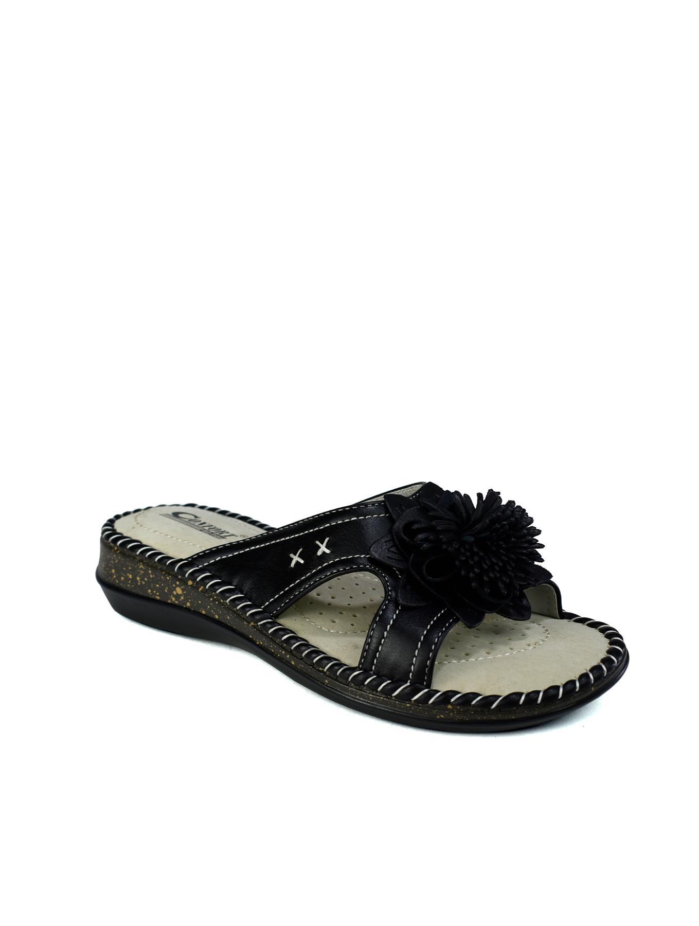 Stylish black Summer Flower Mule with floral design, perfect for summer wear.